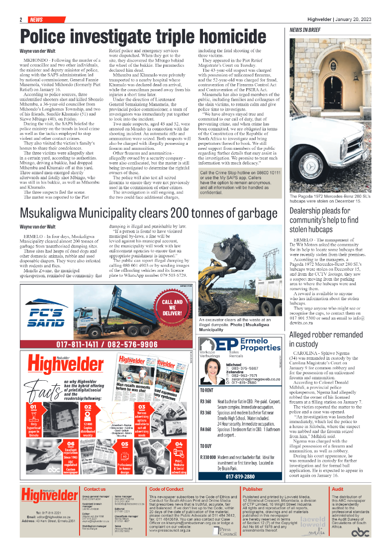 Highvelder Newspaper 20 January 2023 page 2