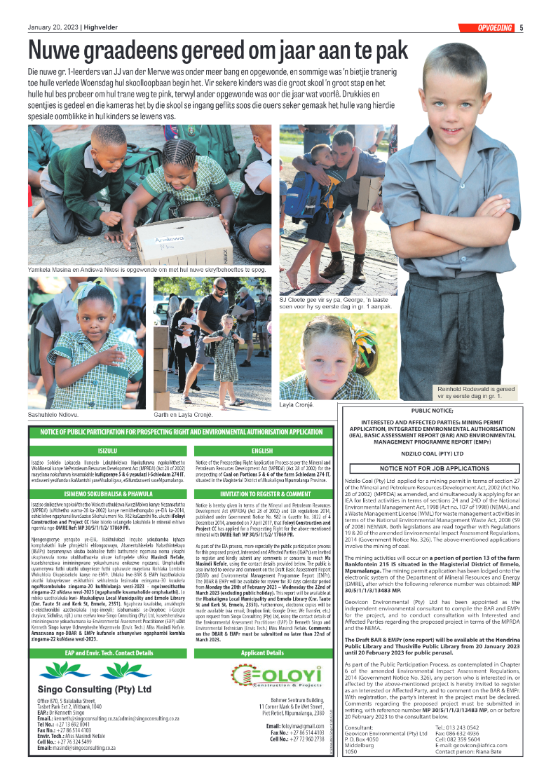 Highvelder Newspaper 20 January 2023 page 5
