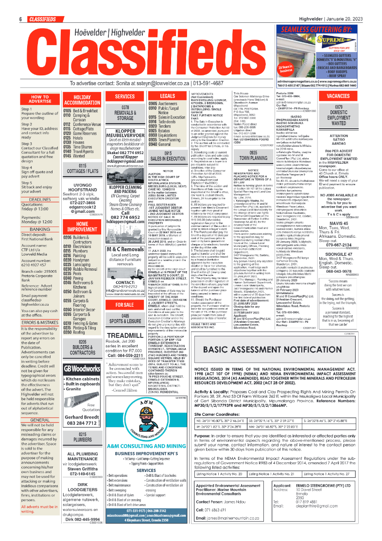 Highvelder Newspaper 20 January 2023 page 6