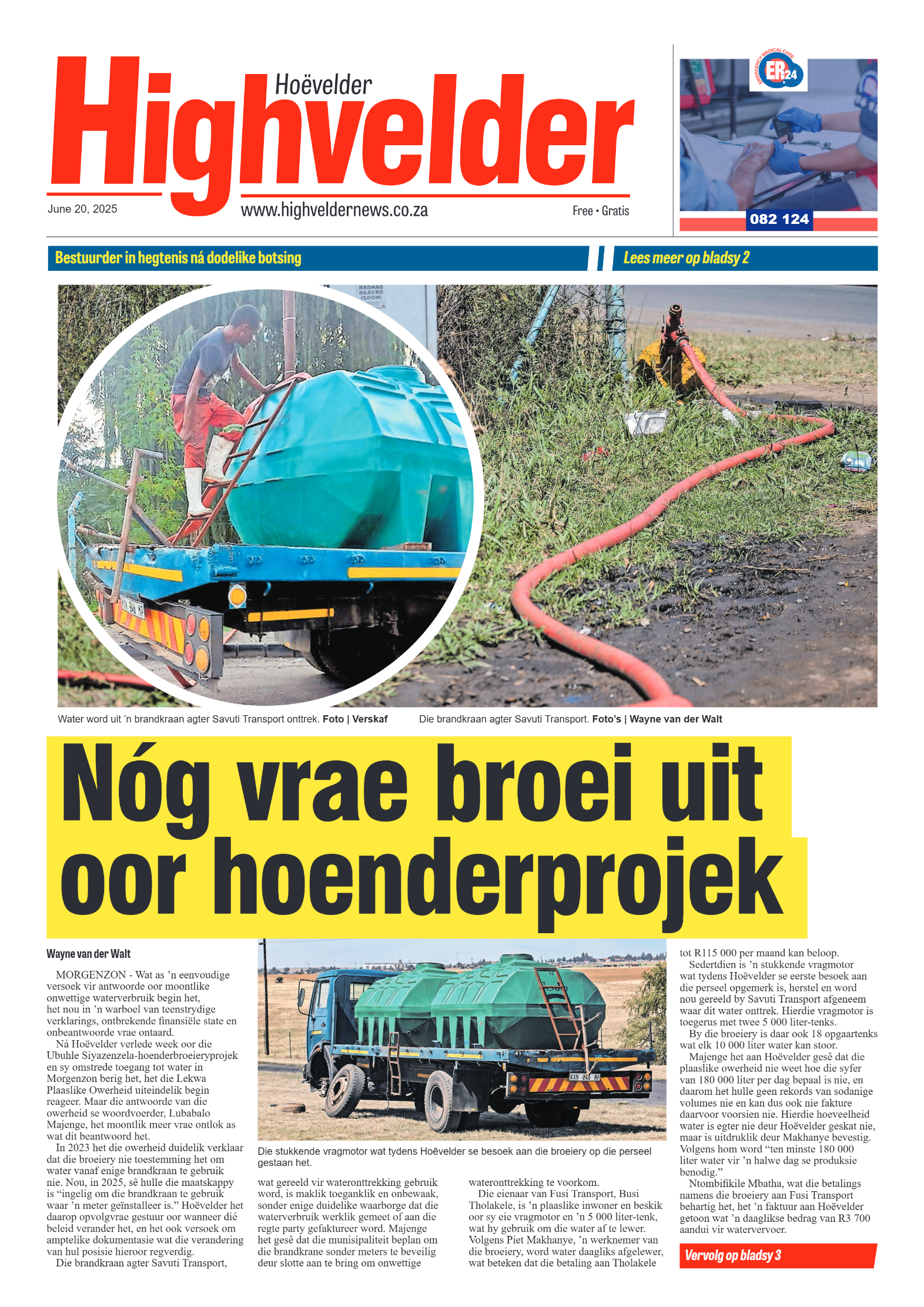 Highvelder Newspaper 20 June 2025 page 1