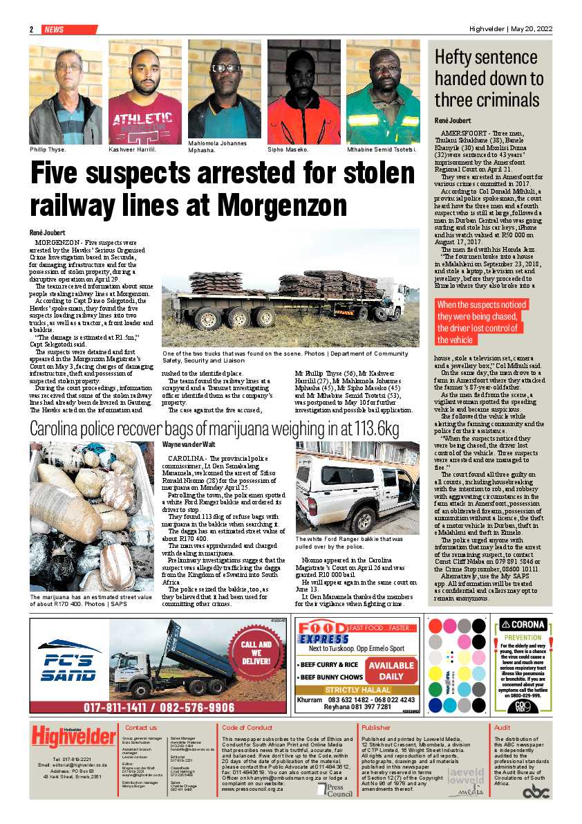Highvelder Newspaper 20 Mei 2022 page 2