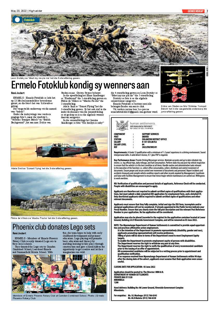 Highvelder Newspaper 20 Mei 2022 page 7
