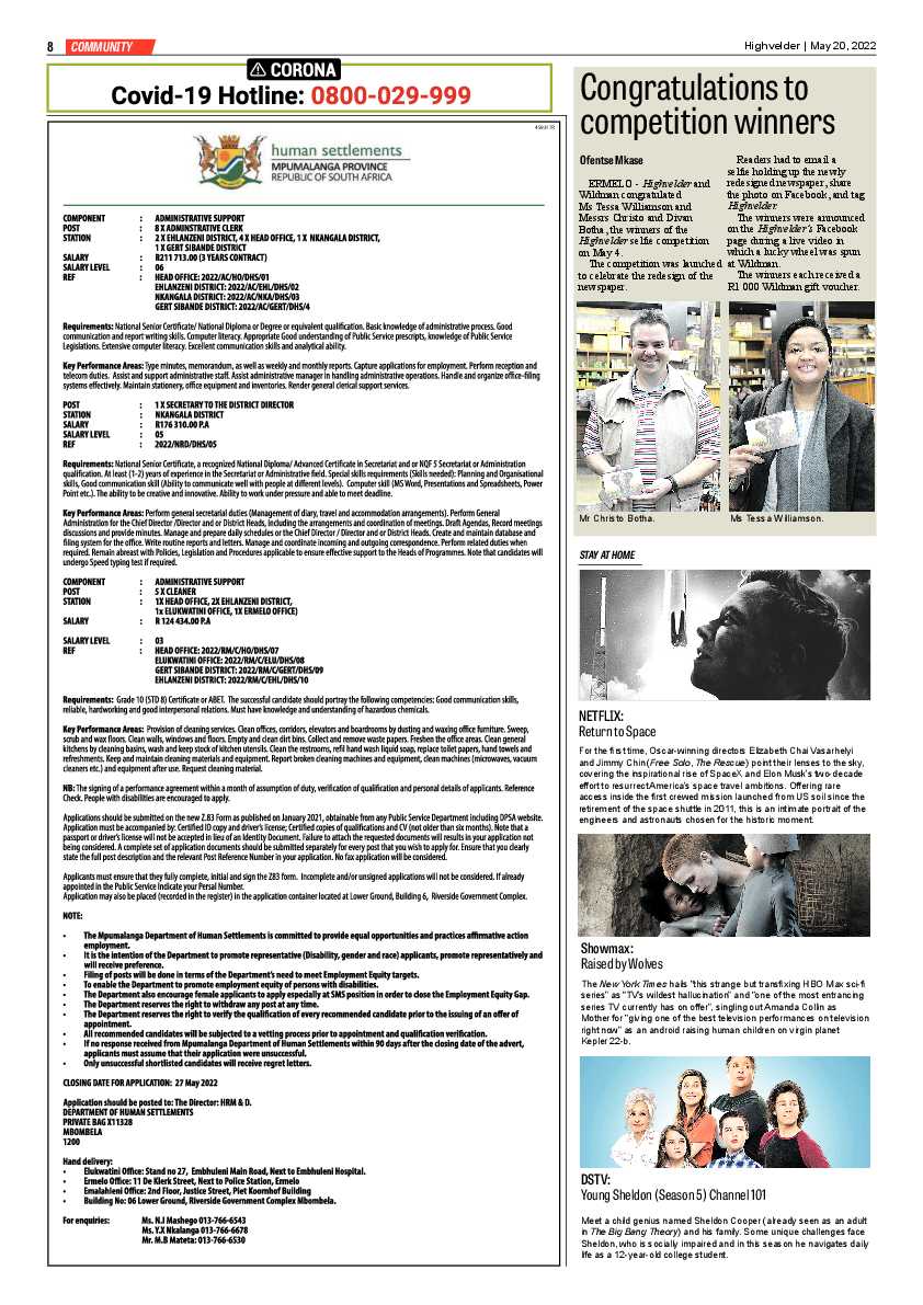 Highvelder Newspaper 20 Mei 2022 page 8