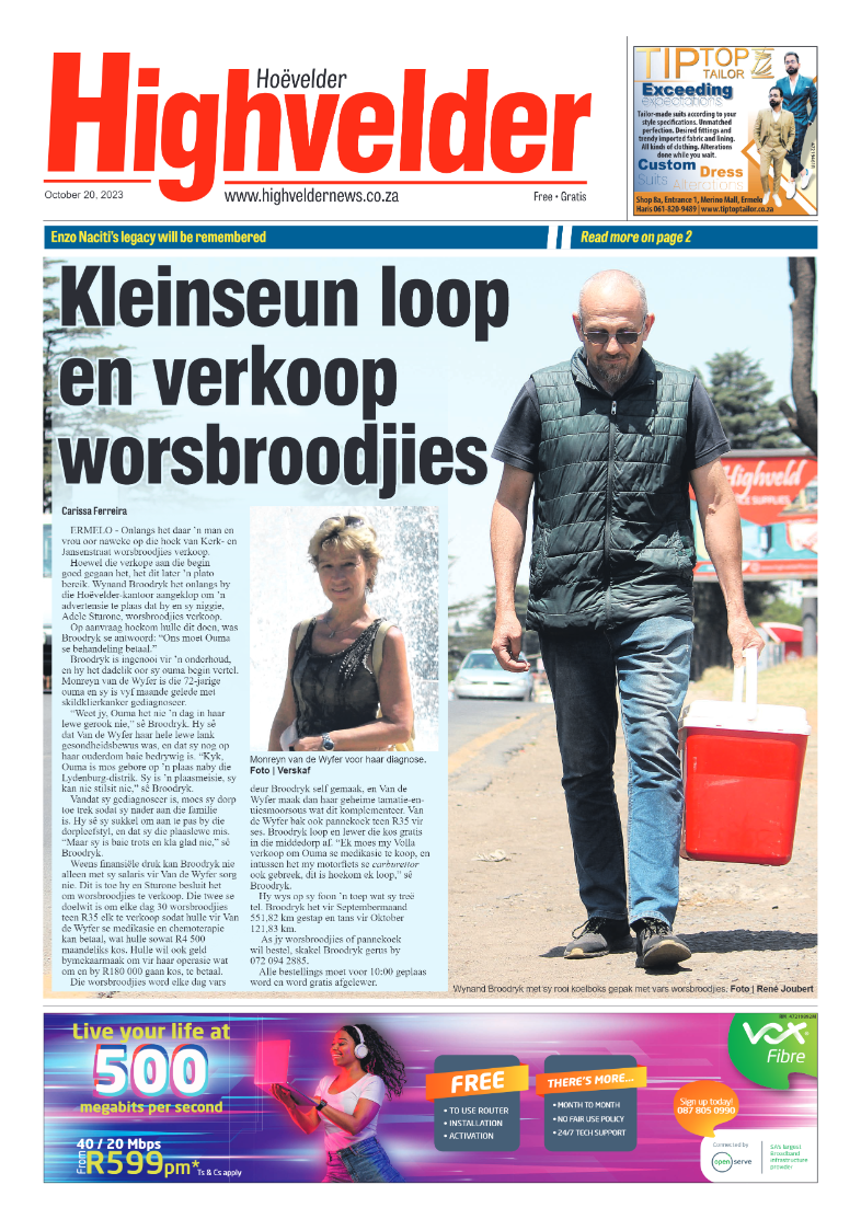 Highvelder Newspaper 20 October 2023 page 1