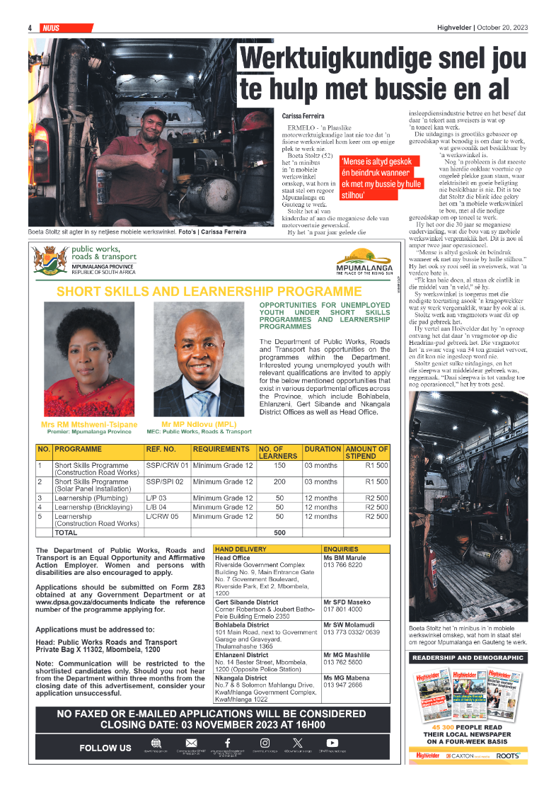 Highvelder Newspaper 20 October 2023 page 4