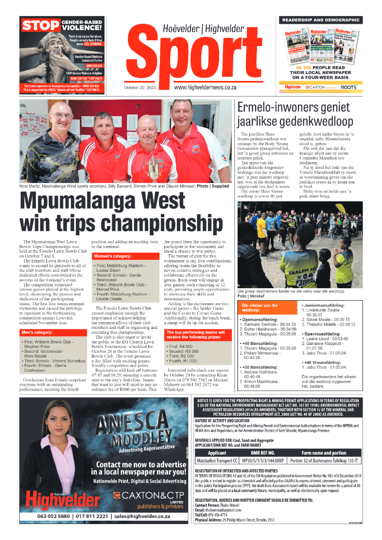 Highvelder Newspaper 20 October 2023 page 8