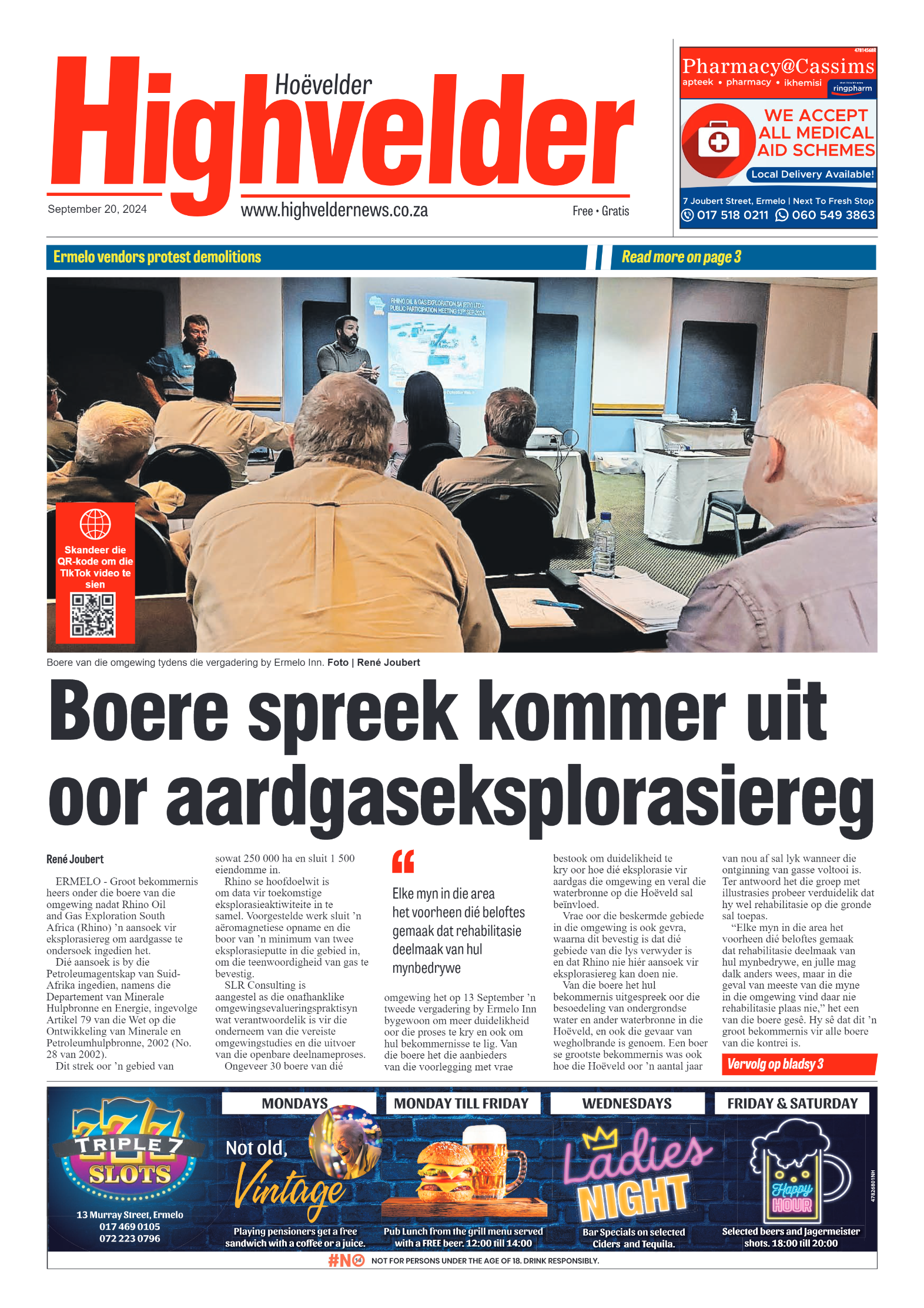 Highvelder Newspaper 20 September 2024 page 1