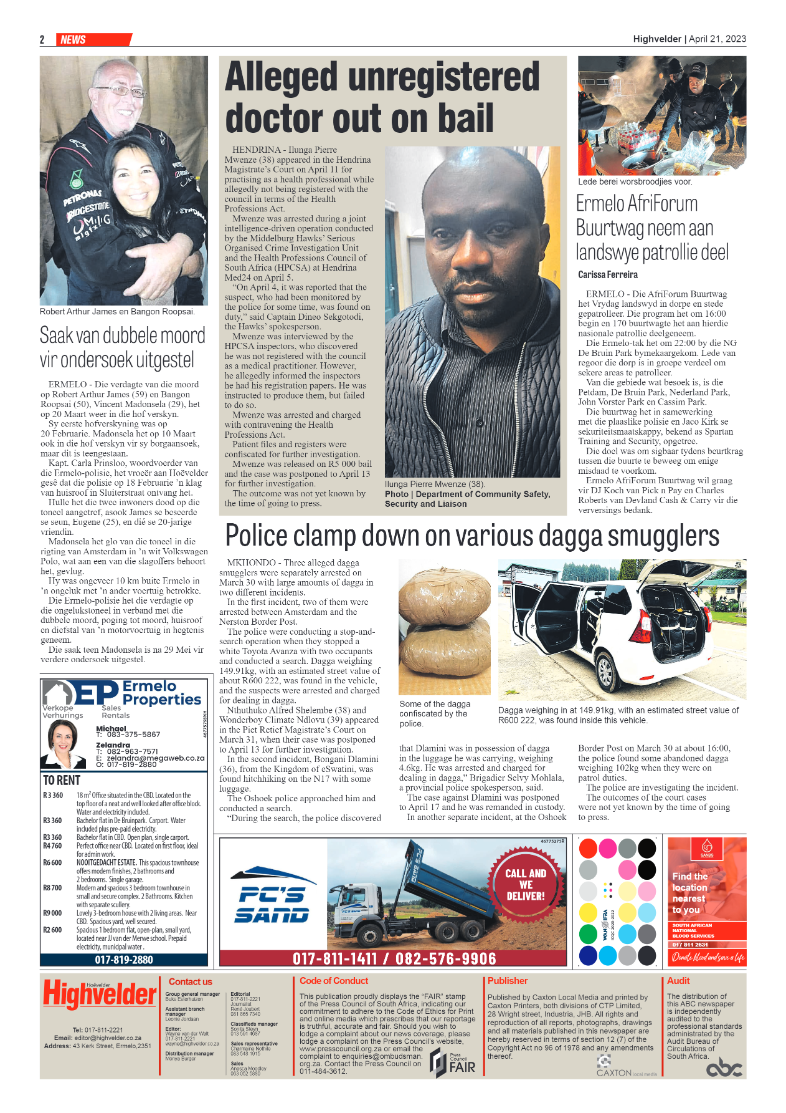 Highvelder Newspaper 21 April 2023 page 2