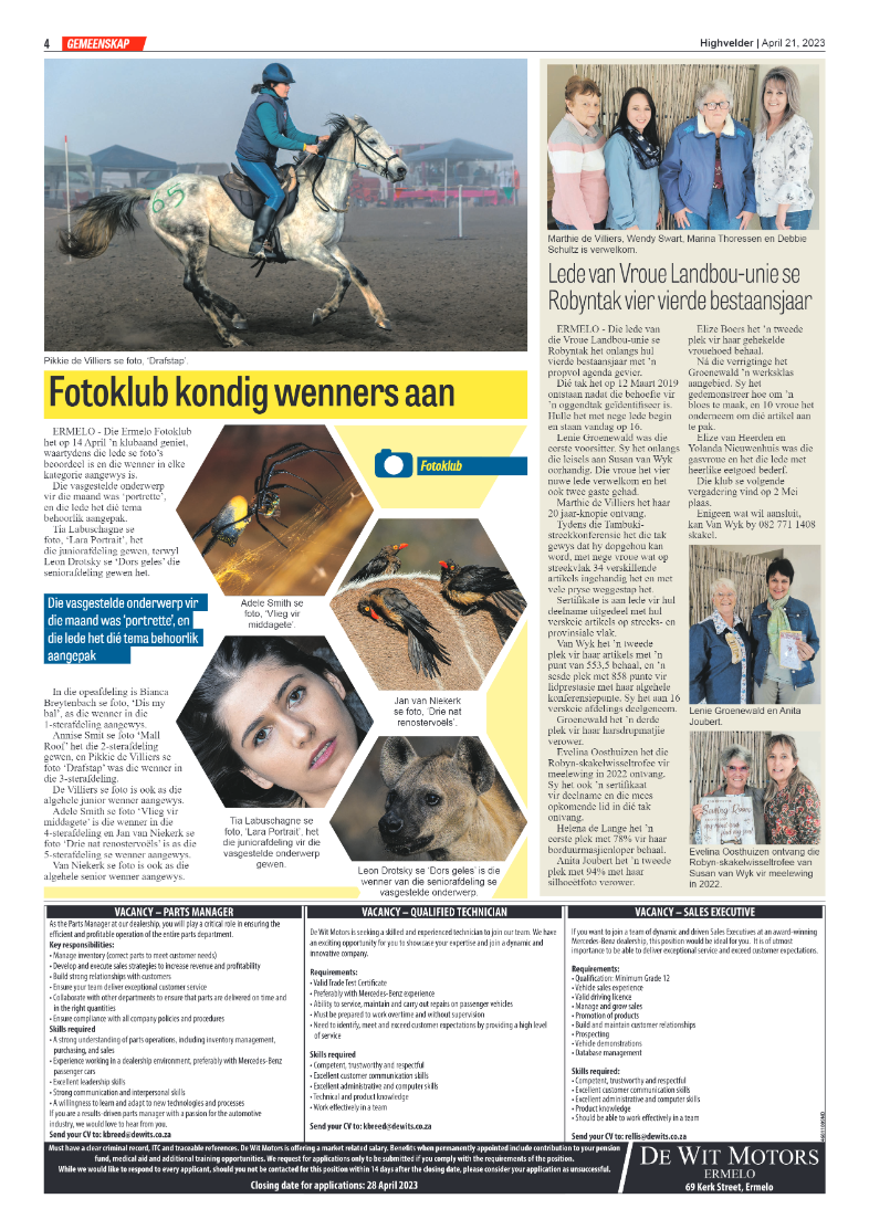 Highvelder Newspaper 21 April 2023 page 4