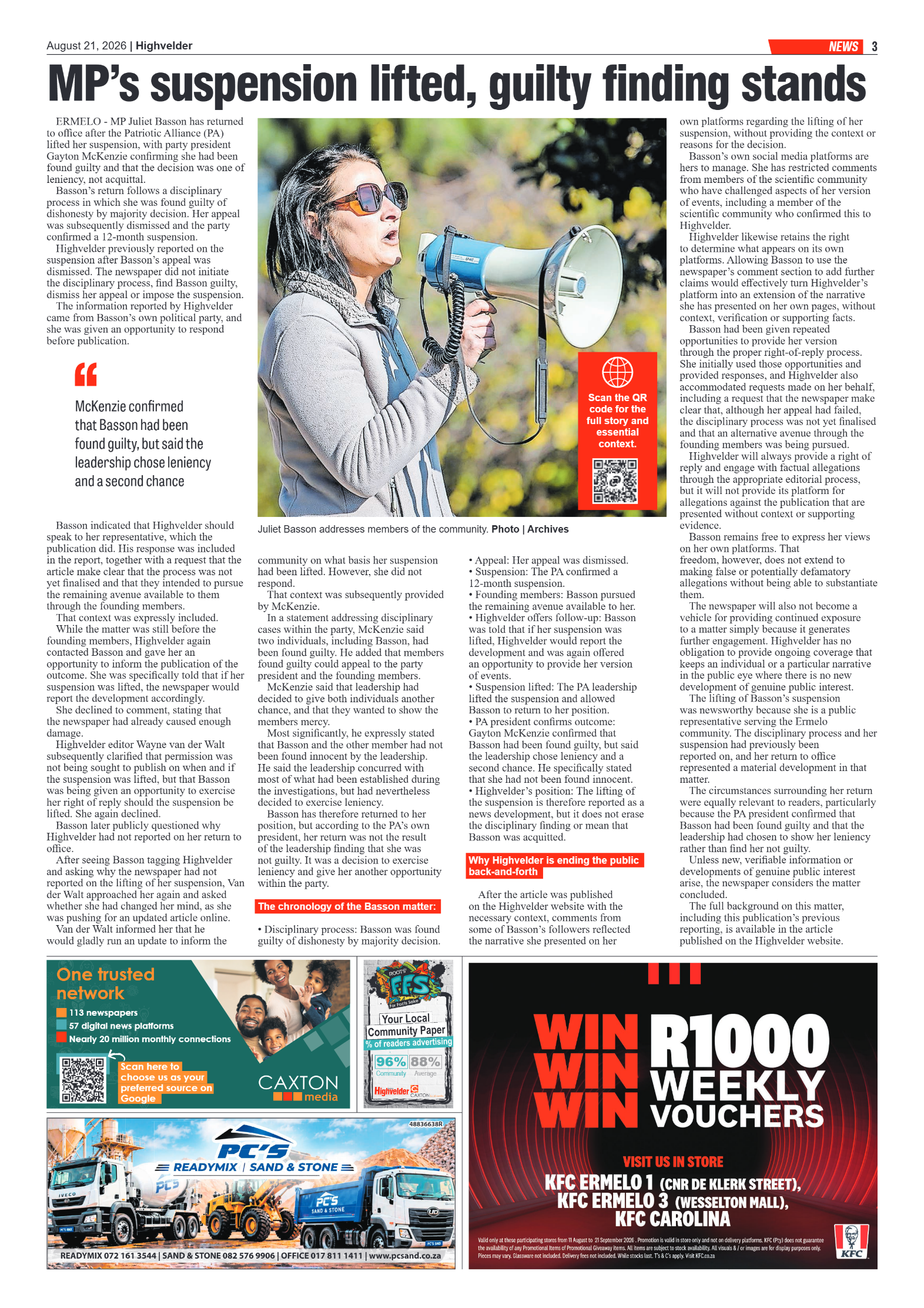 Highvelder Newspaper 21 August 2026 page 3