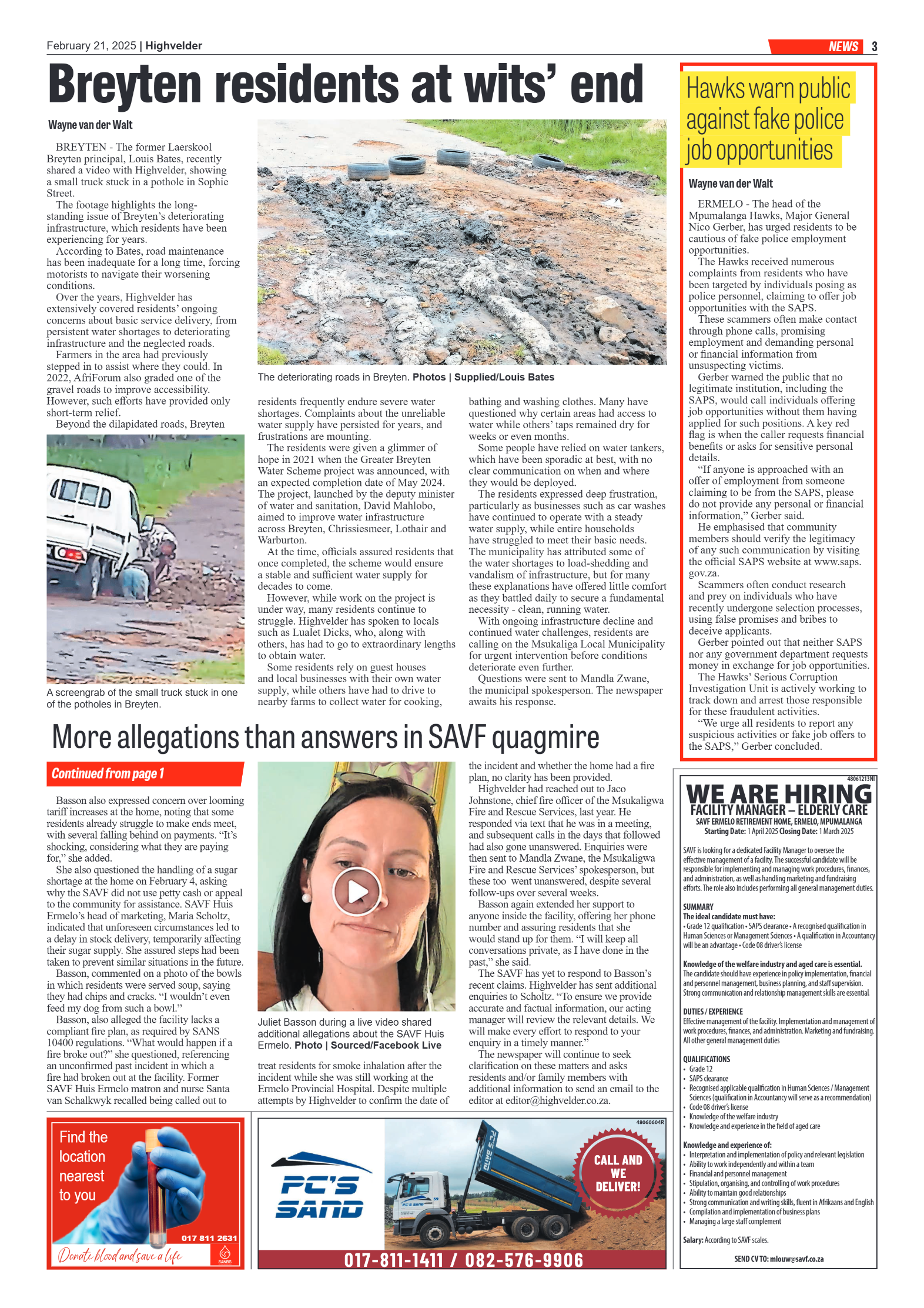 Highvelder Newspaper 21 February 2025 page 3