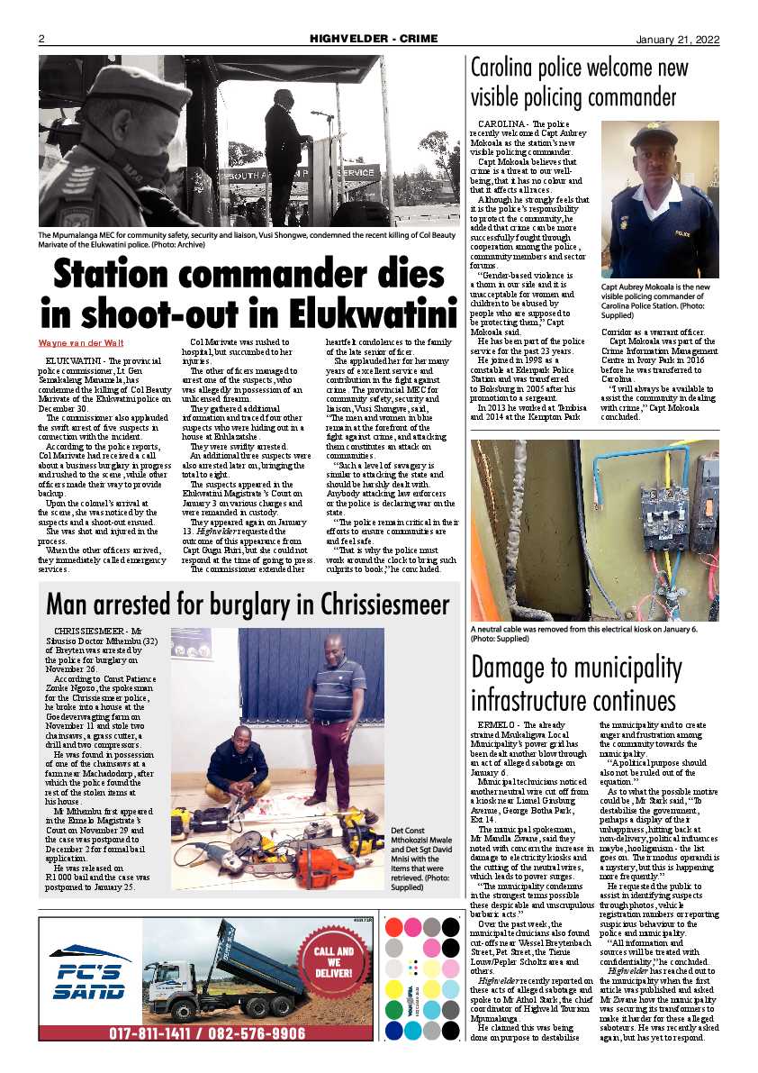 Highvelder Newspaper 21 January 2022 page 2