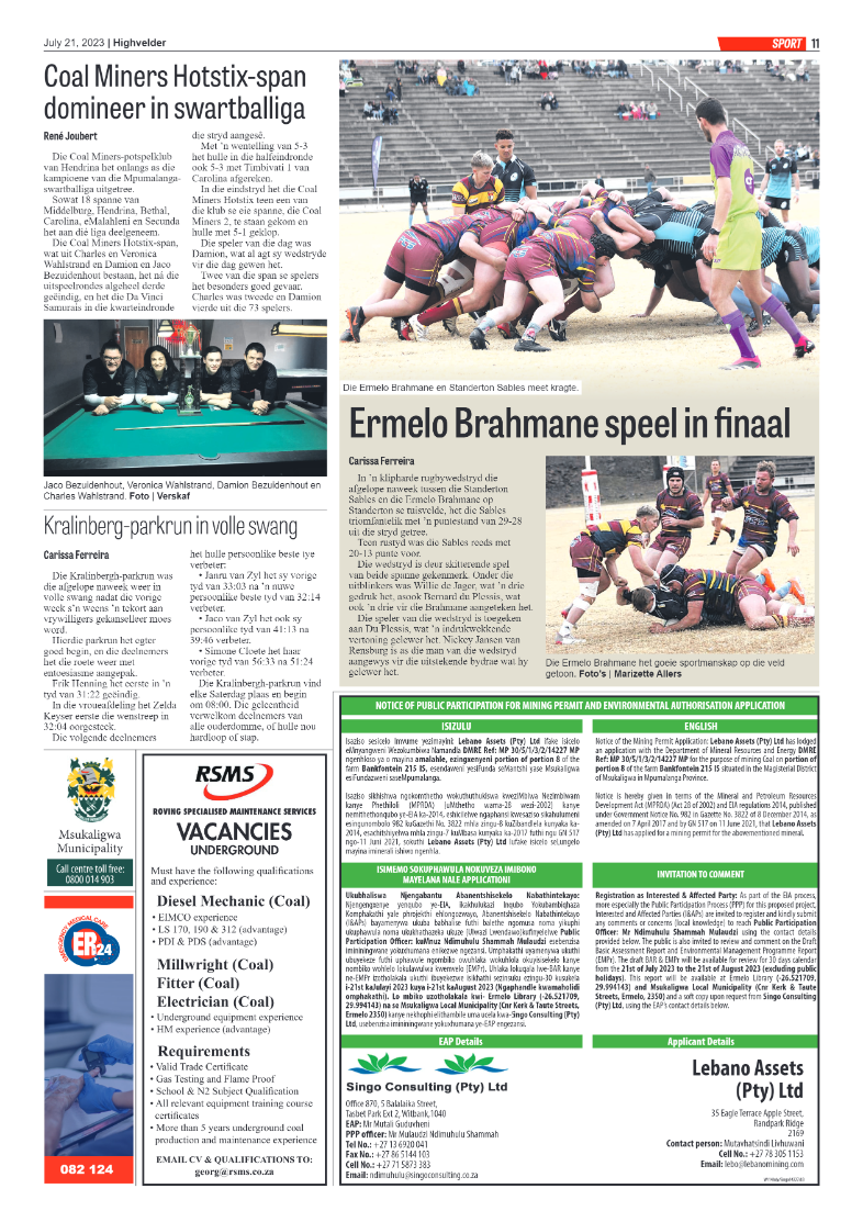 Highvelder Newspaper 21 July 2023 page 11