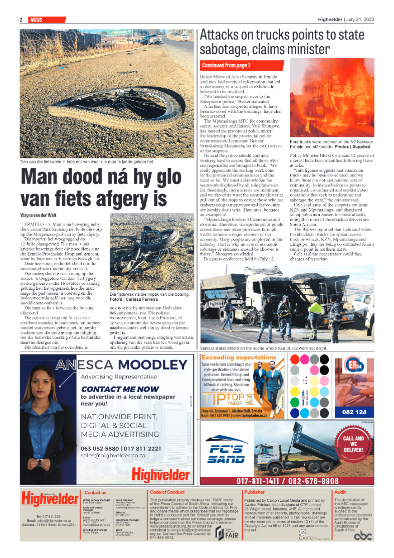 Highvelder Newspaper 21 July 2023 page 2