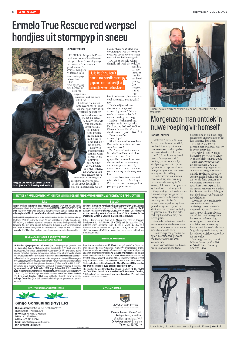Highvelder Newspaper 21 July 2023 page 6
