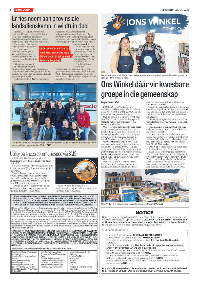 Highvelder Newspaper 21 July 2023 page 8