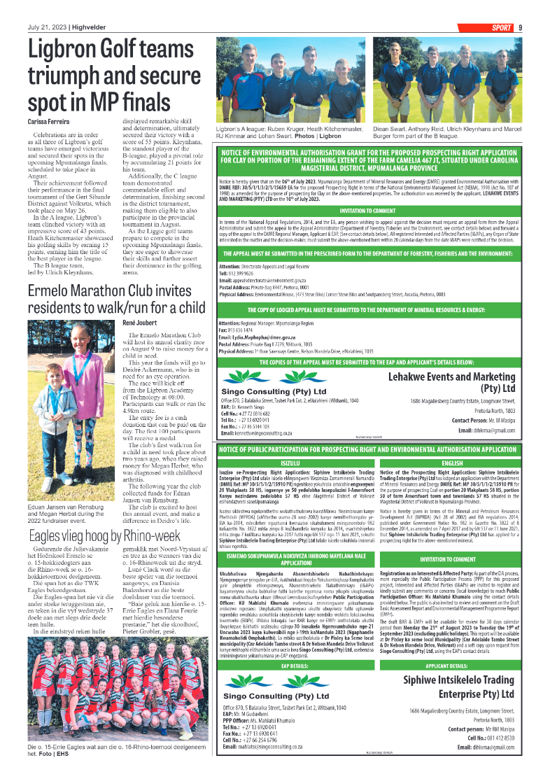 Highvelder Newspaper 21 July 2023 page 9