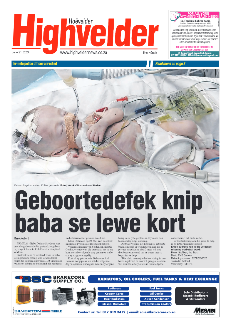 Highvelder Newspaper 21 June 2024 page 1