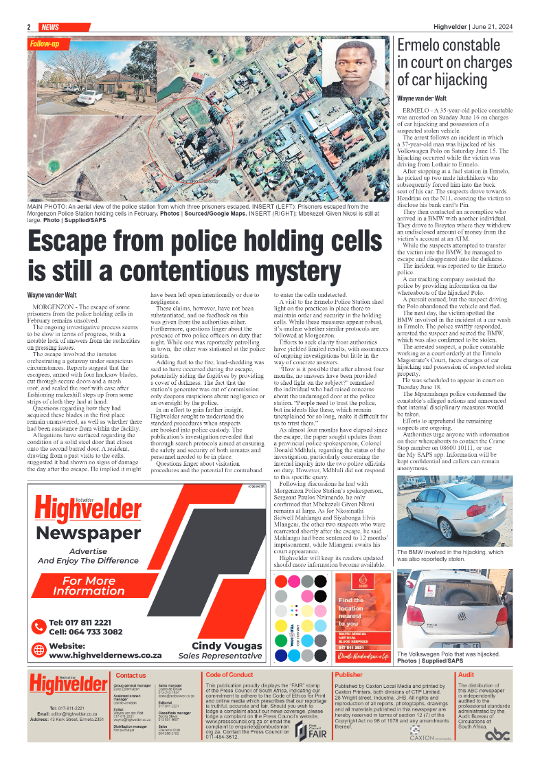 Highvelder Newspaper 21 June 2024 page 2