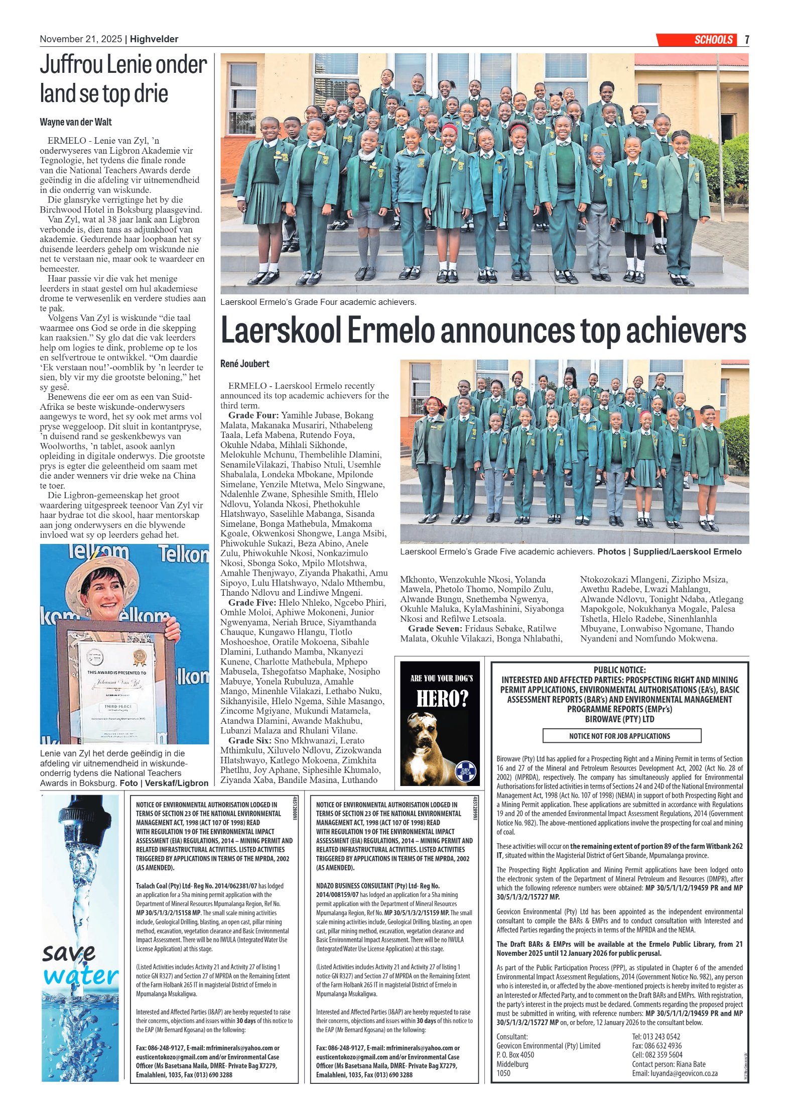 Highvelder Newspaper 21 November 2025 page 7
