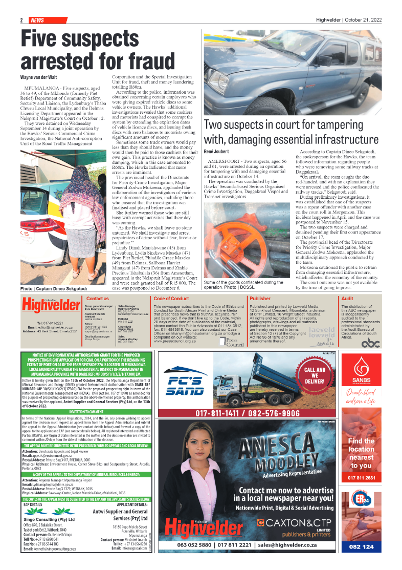 Highvelder Newspaper 21 October 2022 page 2