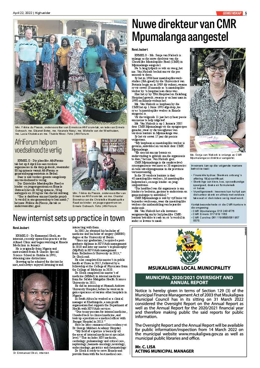 Highvelder Newspaper 22 April 2022 page 5