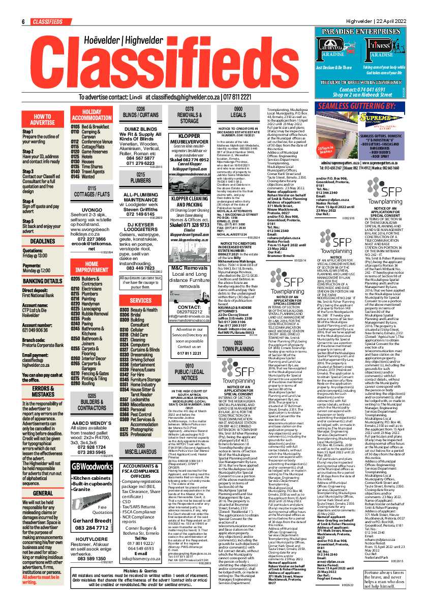 Highvelder Newspaper 22 April 2022 page 6