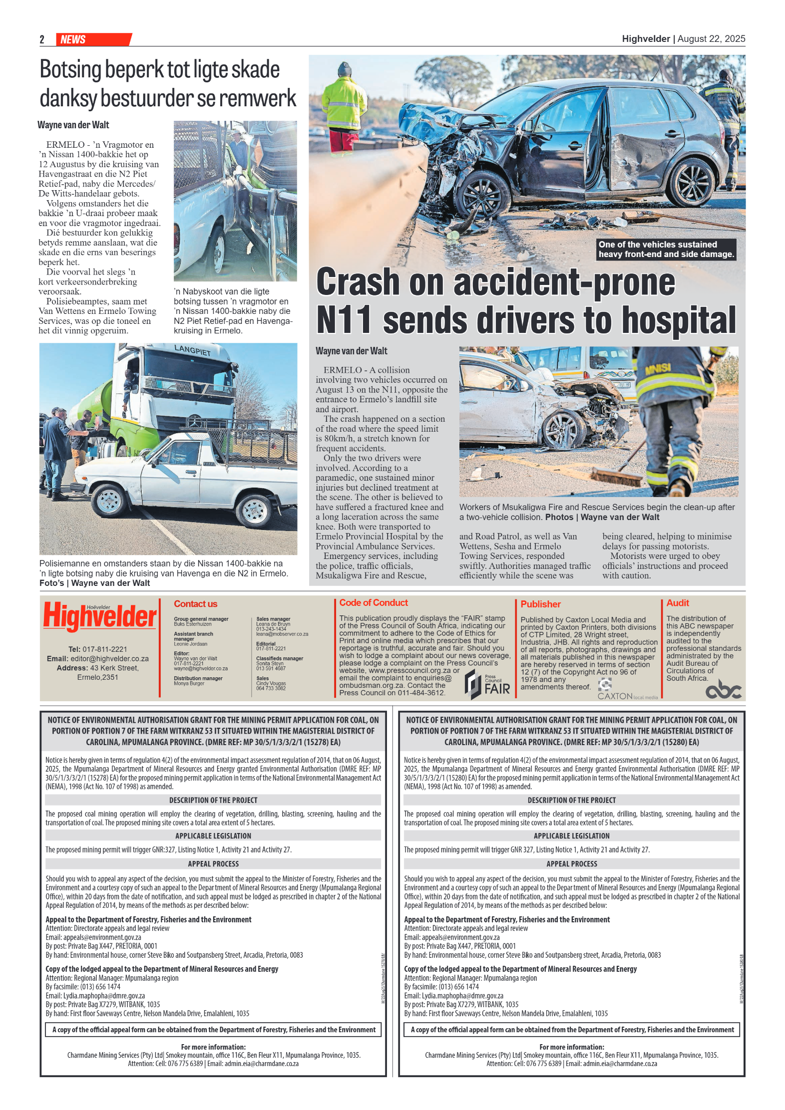 Highvelder Newspaper 22 August 2025 page 2