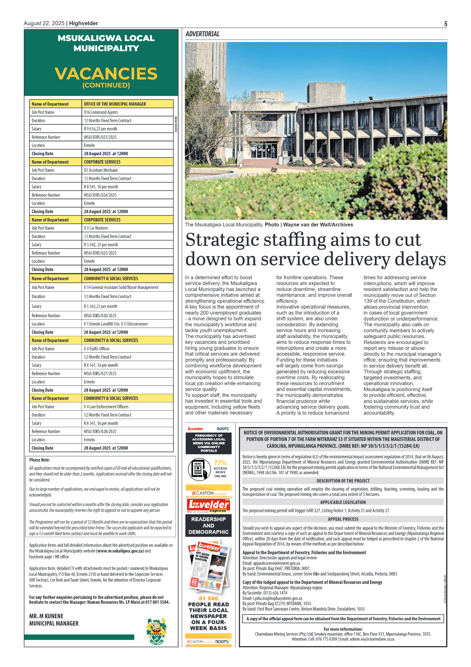 Highvelder Newspaper 22 August 2025 page 5