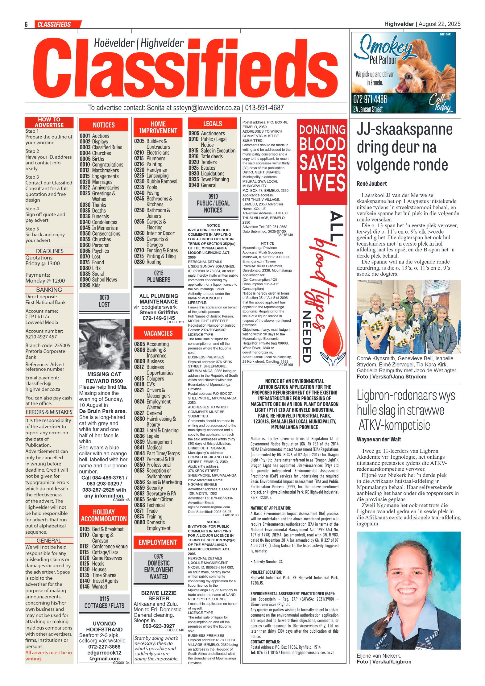 Highvelder Newspaper 22 August 2025 page 6