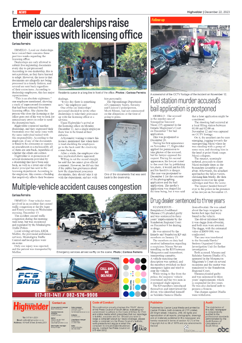 Highvelder Newspaper 22 December 2023 page 2