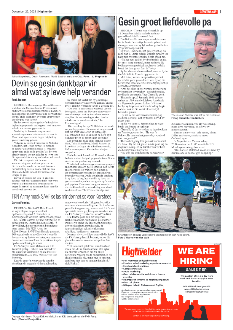 Highvelder Newspaper 22 December 2023 page 5