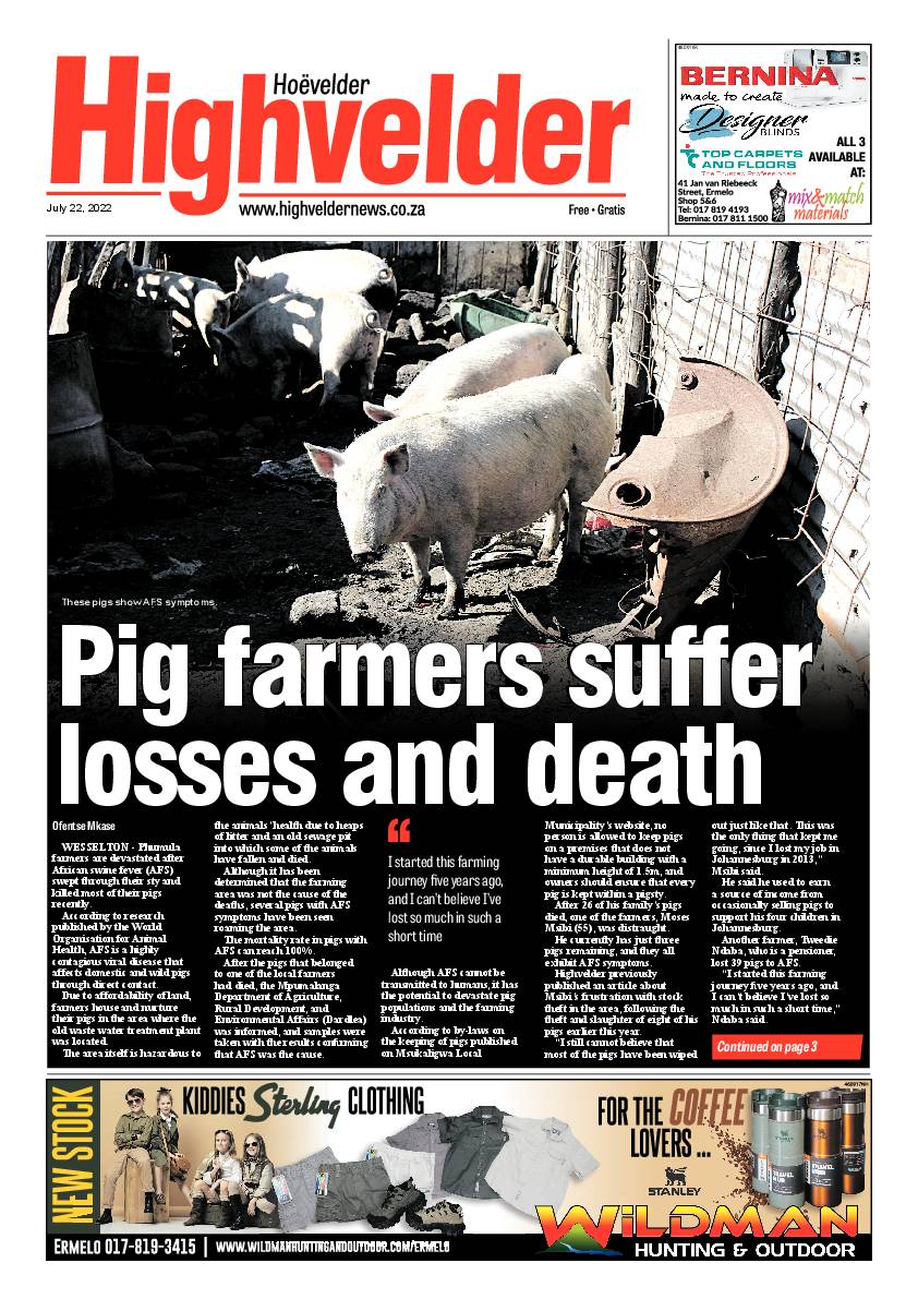 Highvelder Newspaper 22 July 2022 page 1