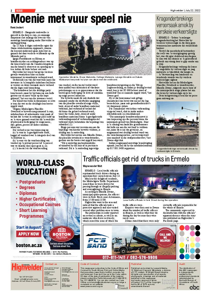 Highvelder Newspaper 22 July 2022 page 2