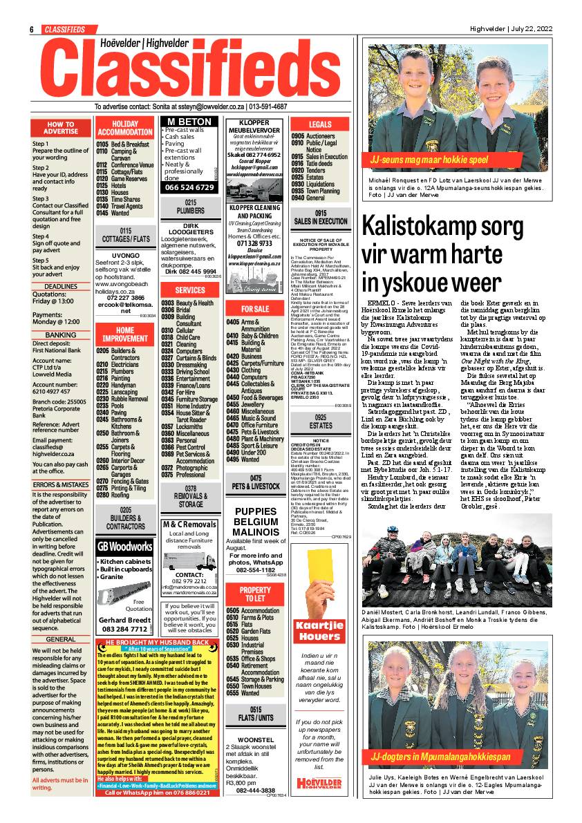 Highvelder Newspaper 22 July 2022 page 6