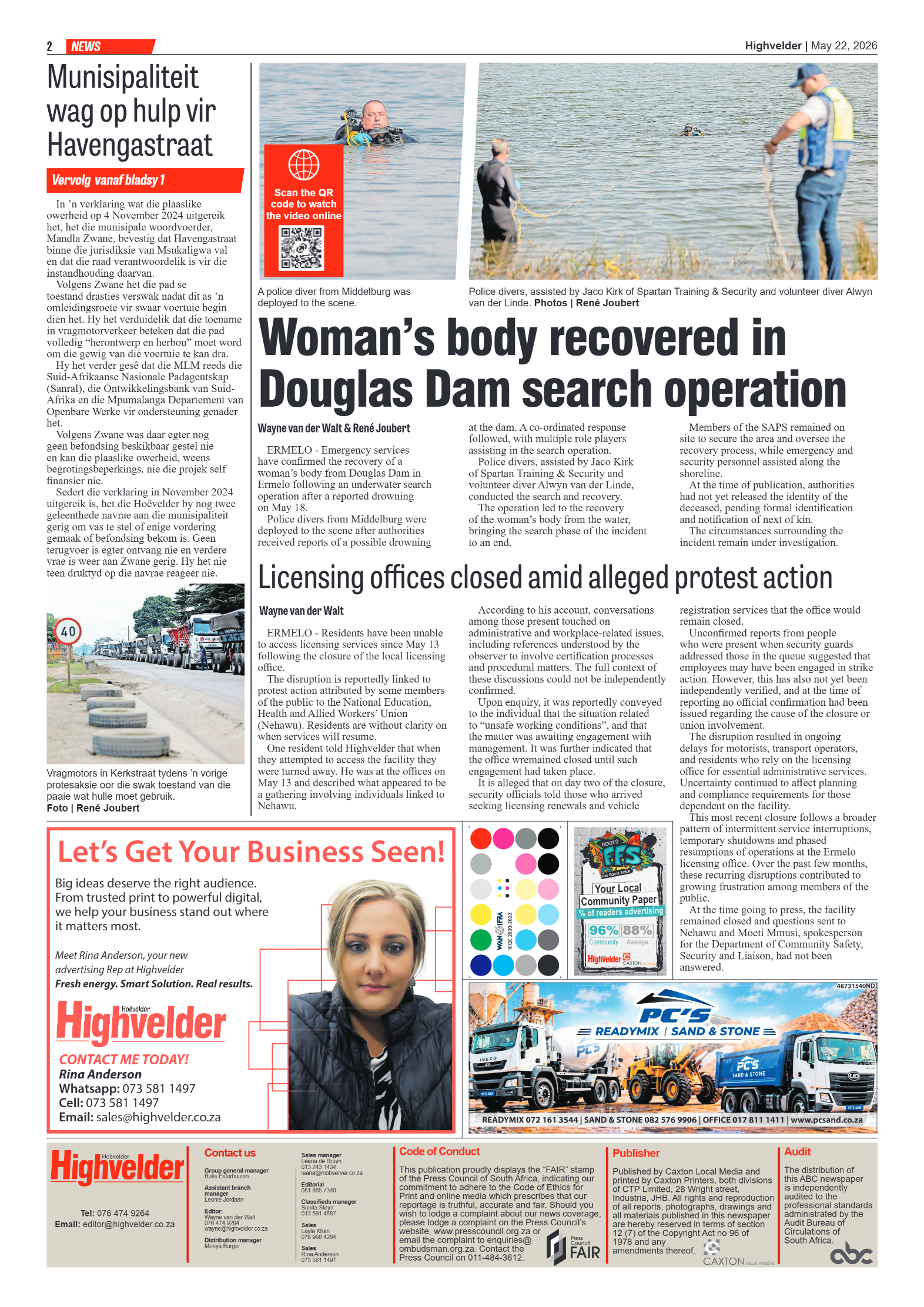Highvelder Newspaper 22 May 2026 page 2
