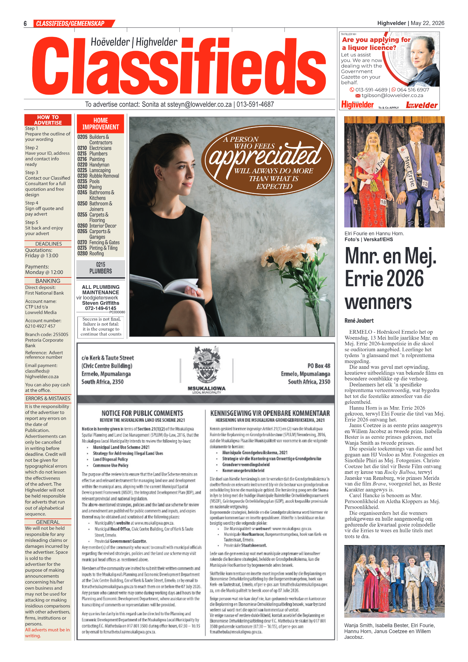 Highvelder Newspaper 22 May 2026 page 6