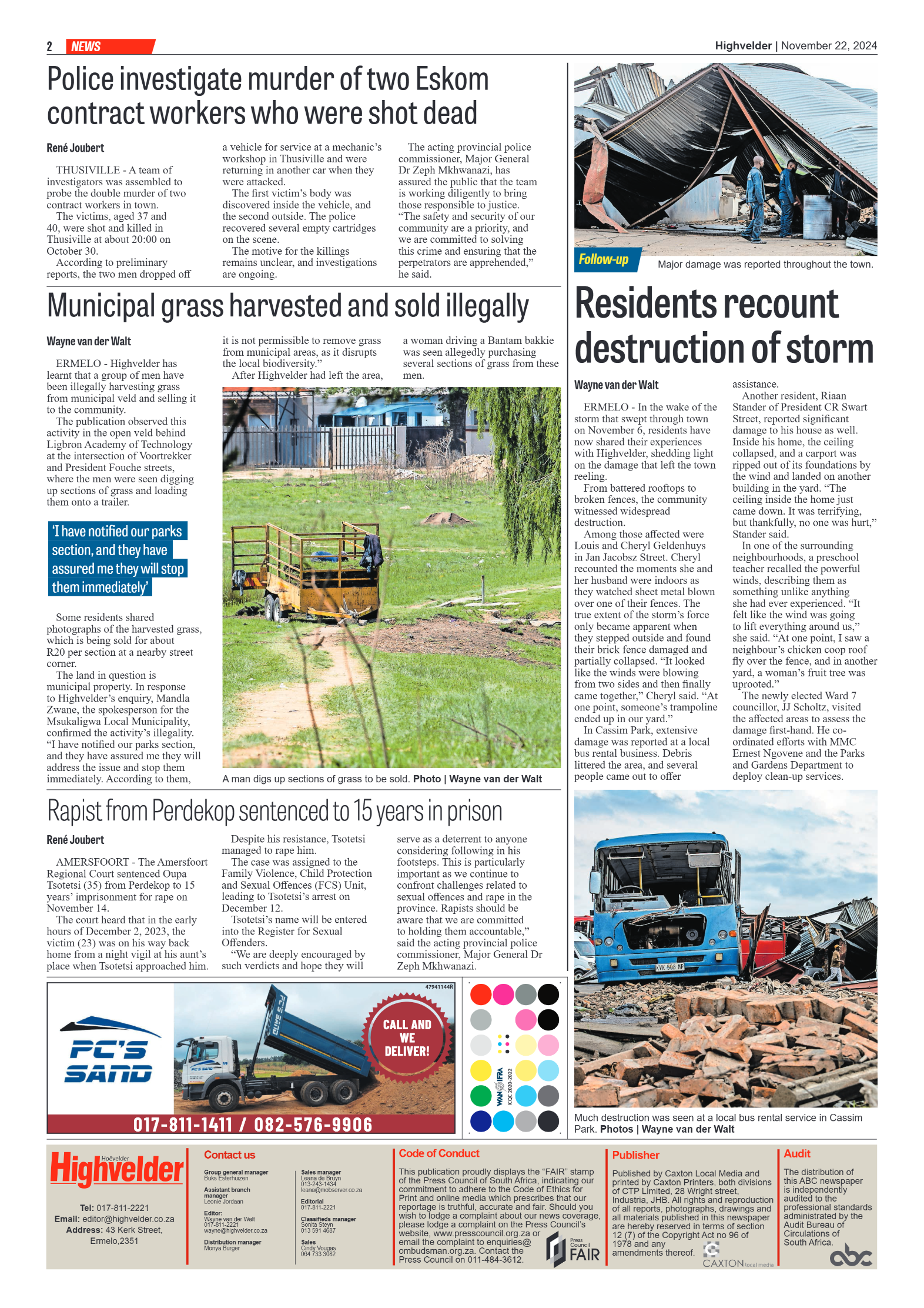 Highvelder Newspaper 22 November 2024 page 2