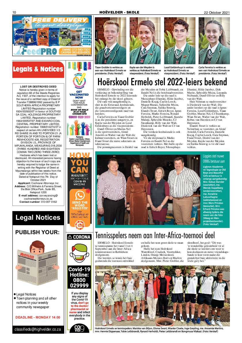 Highvelder Newspaper 22 October 2021 page 10