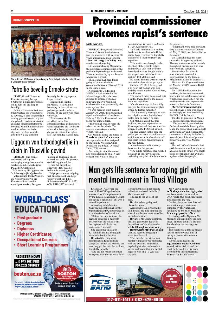 Highvelder Newspaper 22 October 2021 page 2