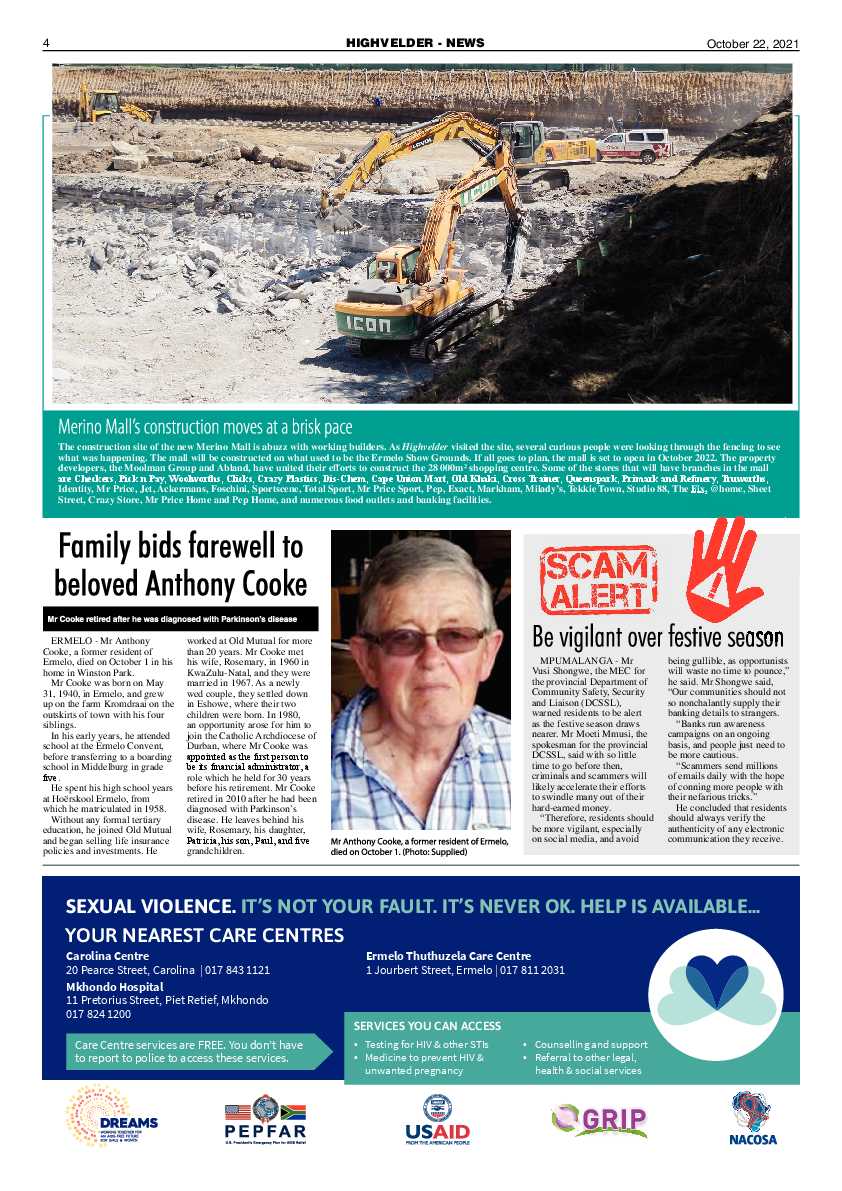 Highvelder Newspaper 22 October 2021 page 4