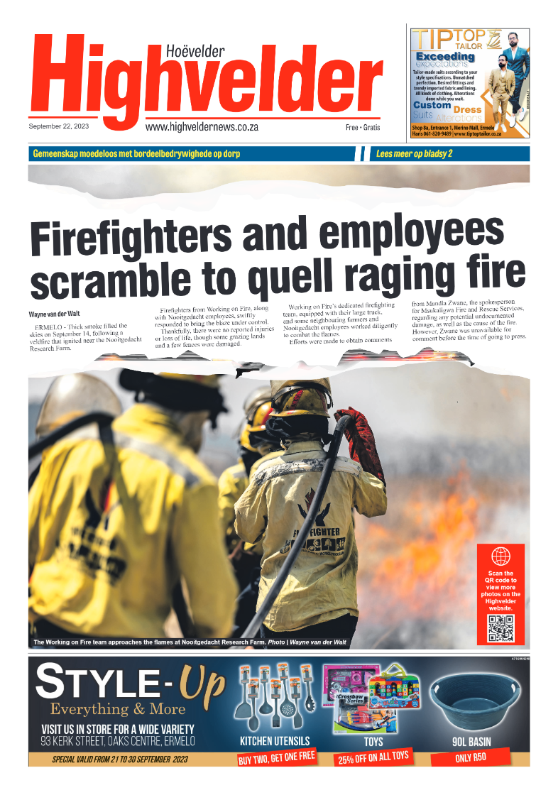Highvelder Newspaper 22 September 2023 page 1