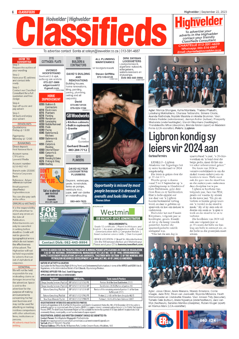 Highvelder Newspaper 22 September 2023 page 6