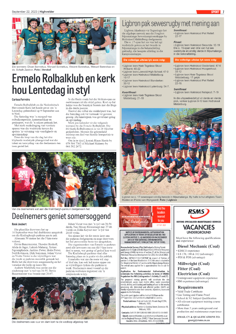 Highvelder Newspaper 22 September 2023 page 7