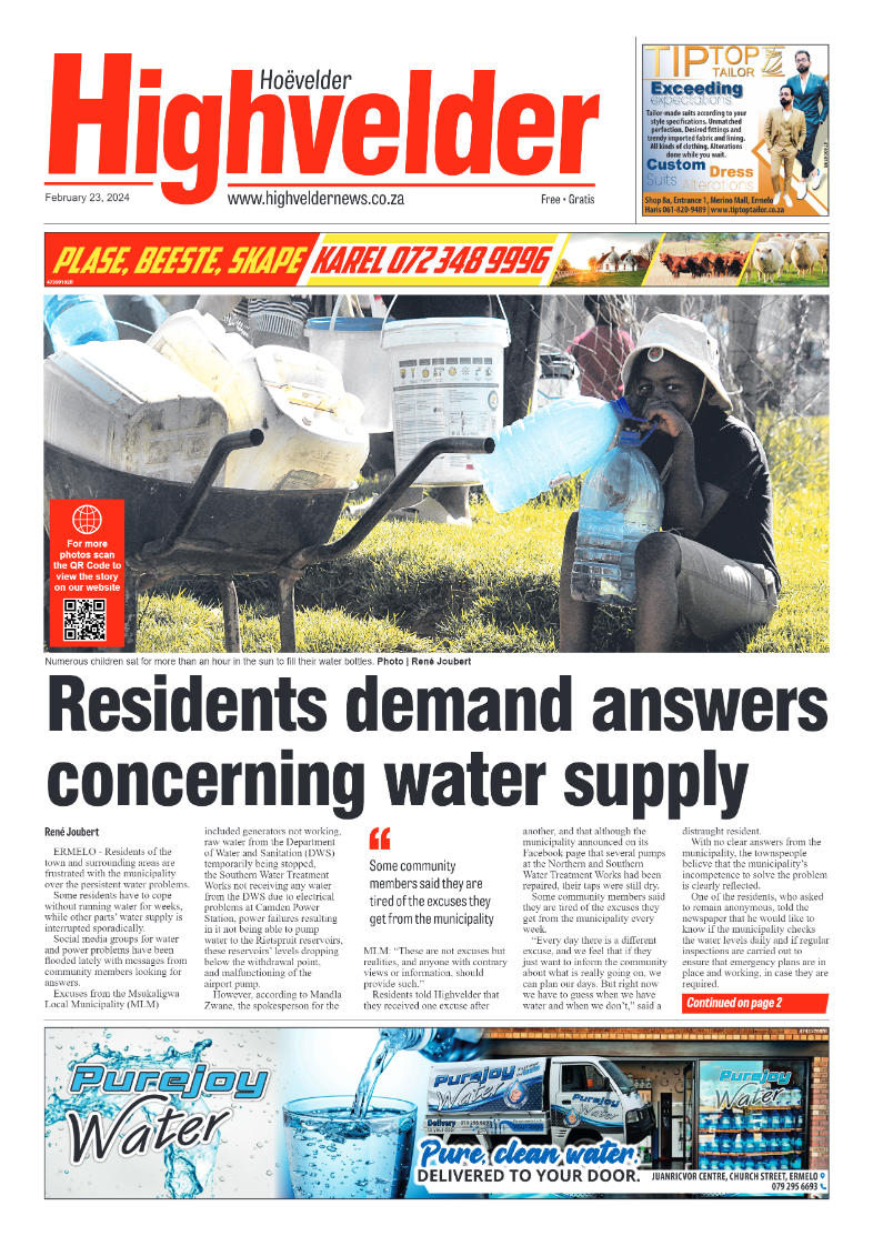 Highvelder Newspaper 23 February 2024 page 1