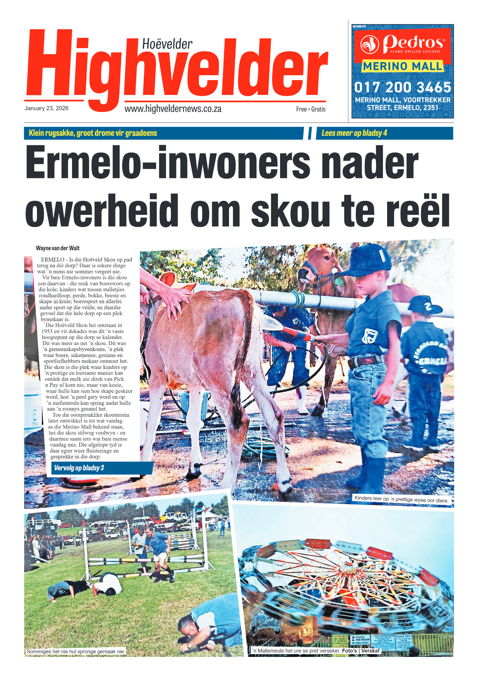 Highvelder Newspaper 23 January 2026 page 1
