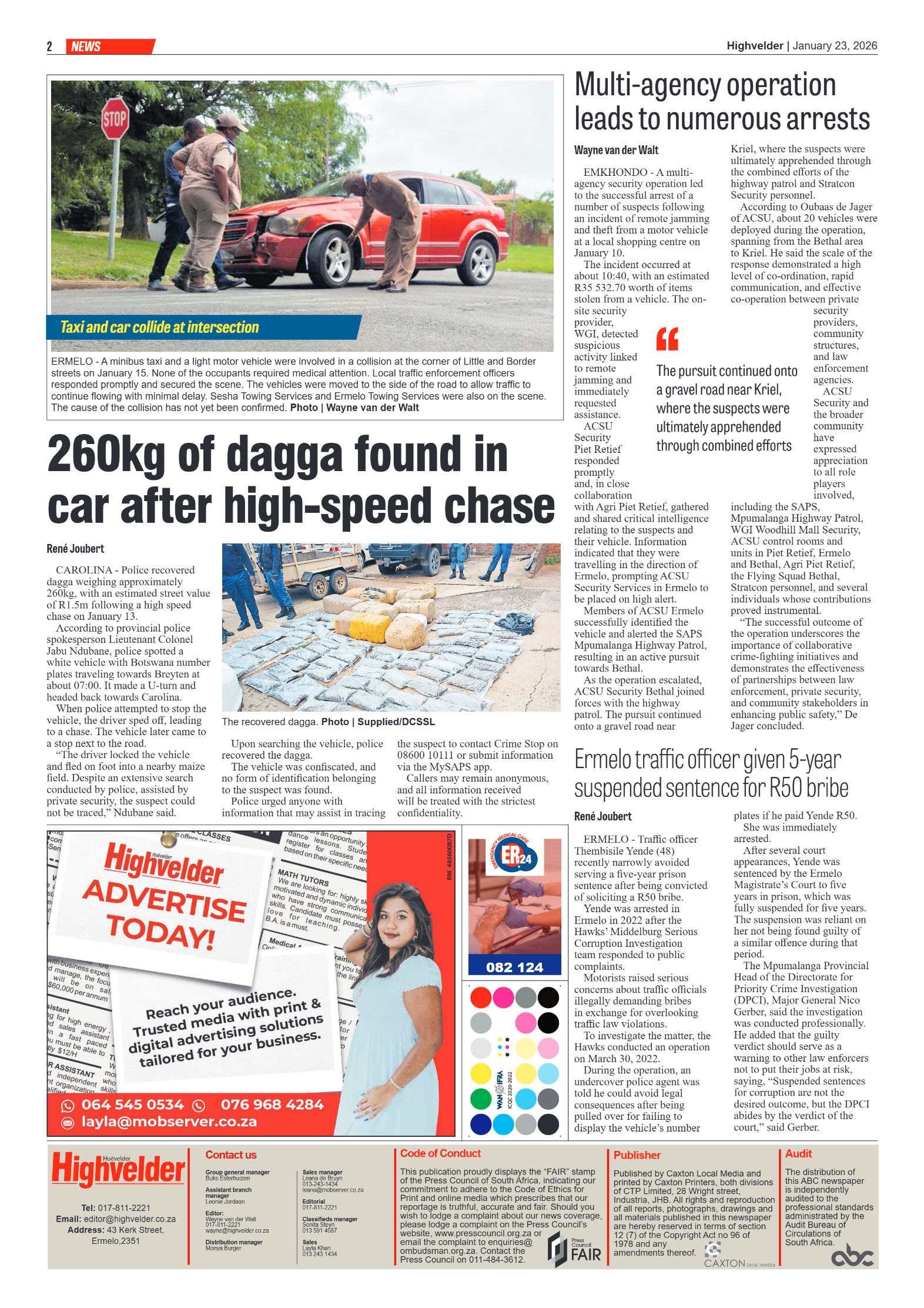 Highvelder Newspaper 23 January 2026 page 2