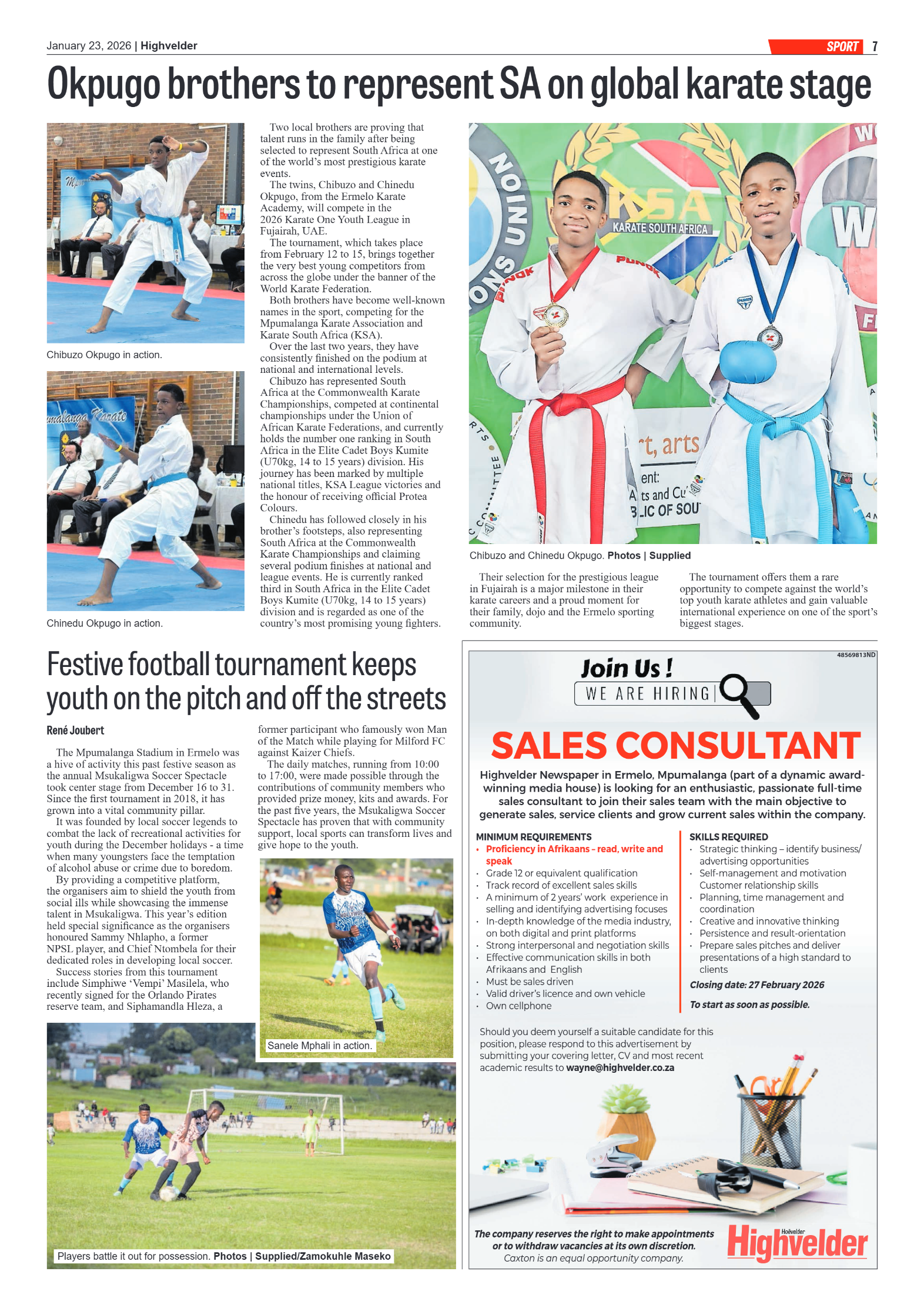 Highvelder Newspaper 23 January 2026 page 7