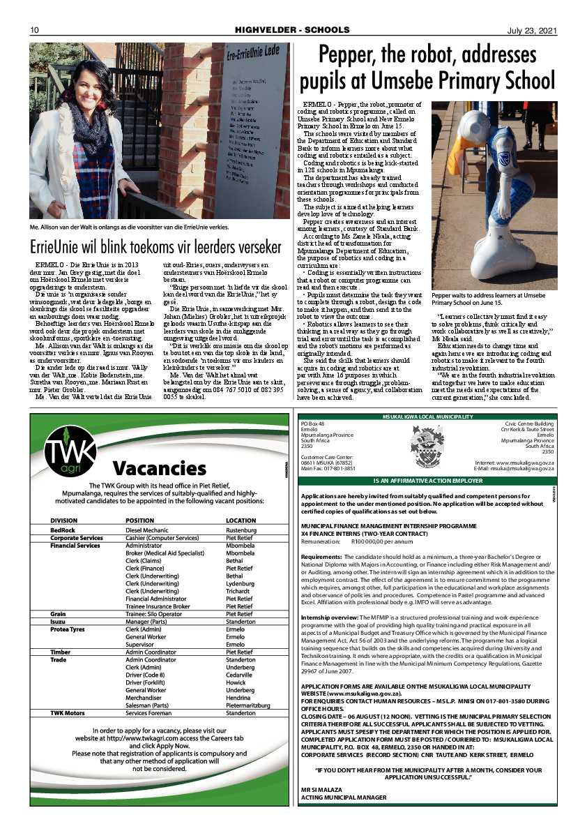 Highvelder Newspaper 23 July 2021 page 10