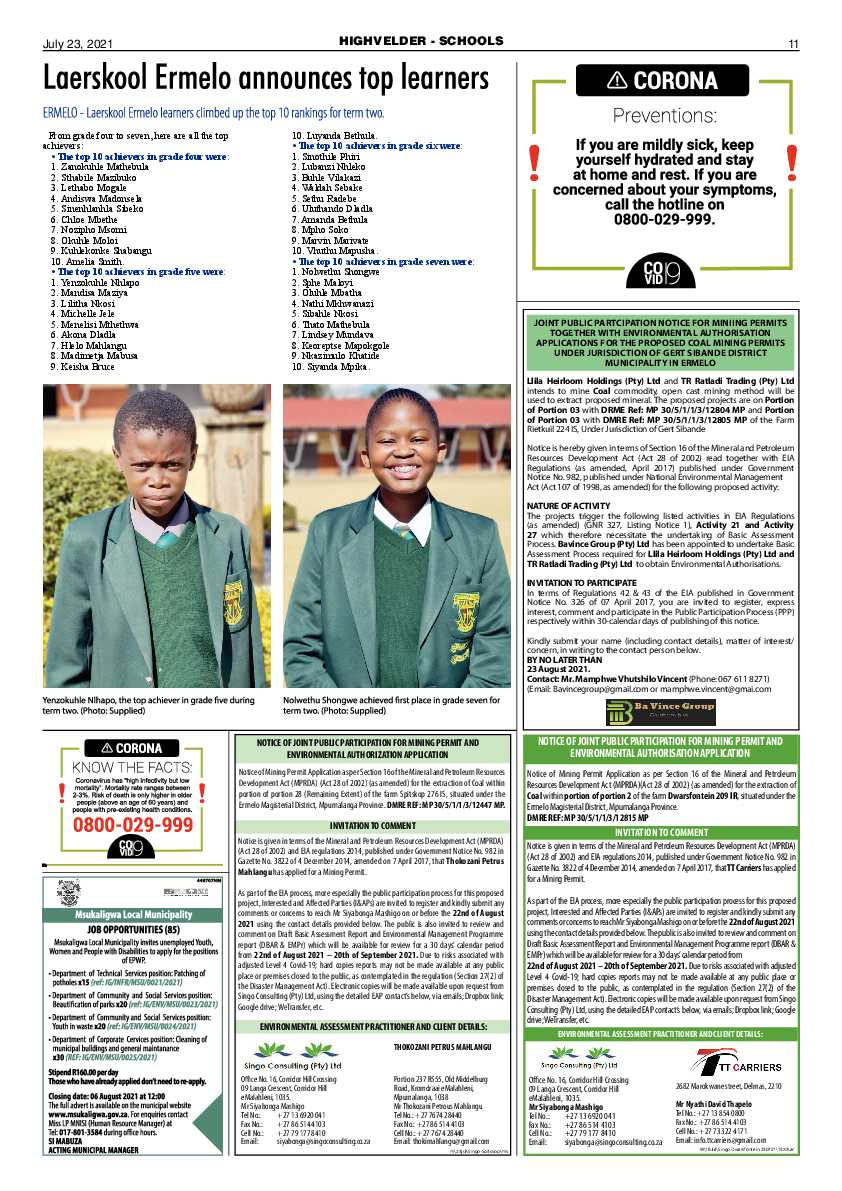 Highvelder Newspaper 23 July 2021 page 11